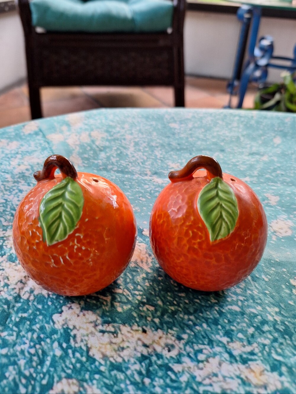 Pair of Orange Ceramic Salt and Pepper Shakers